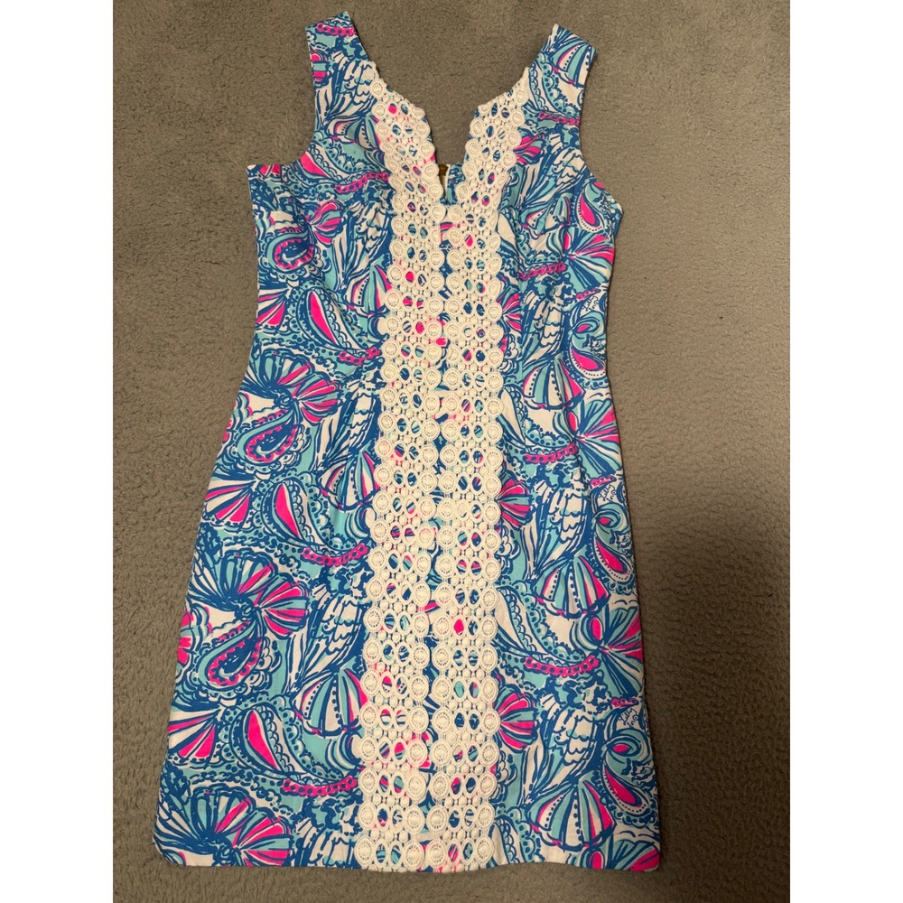 Lilly Pulitzer 20th Anniversary Collection Shift Dress Blue Pink Paisley Size 4